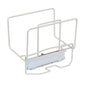 The TASKI mop box holder from Diversey Deutschland GmbH & Co. OHG is a bright metal organizer with two compartments and a flat bottom bracket, ideal for storing folders, files, or cleaning agents. Suitable for all mop boxes. Pack of 1 piece.