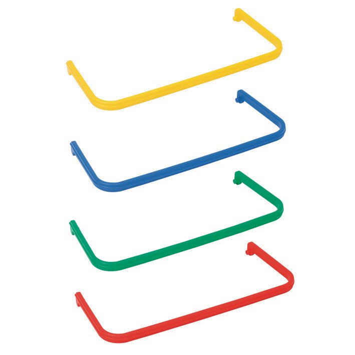 The TASKI bucket handle color-coded by Diversey Deutschland GmbH & Co. OHG, suitable for 7 and 12-liter buckets (7517242, 7517299), is available in yellow, blue, green, and red with a curved rectangular shape and rounded corners. Package: 1 piece.