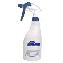 A white 0.5L trigger spray bottle with a blue spray head and cap from Diversey Deutschland GmbH & Co. OHG, labeled "Sprint Multiuso". Designed for multi-purpose cleaning; the label contains symbols for the instructions for use.