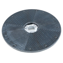 Der Diversey Führungssteller Harpoon-Grip (43 cm) ist ein runder, strukturierter, schwarzer Pad-Halter mit zentraler weißer Nabe zur Verwendung mit Reinigungs- und Polierpads, kompatibel mit swingo 1850 & 4000, abgebildet auf weißem Hintergrund. Packung: 1 Stück.