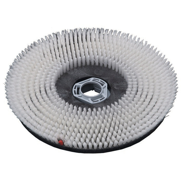 The scrub brush exposed aggregate concrete (43 cm) from Diversey Deutschland GmbH & Co. OHG, with angled bristles and central hub, fits swingo 1850 & 4000 machines - ideal for the efficient cleaning of exposed aggregate surfaces. The package contains 1 piece.