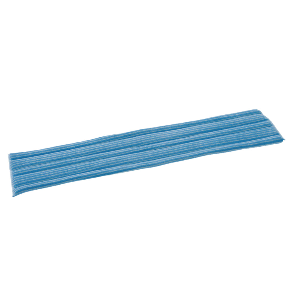 The TASKI Jonmaster Standard Damp Mop Velcro Microfiber Covers by Diversey Deutschland GmbH & Co. OHG is a long, rectangular blue-white microfiber cloth for thorough, efficient cleaning, depicted flat on a white background.