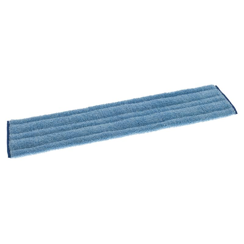 A rectangular blue TASKI Jonmaster Ultra Damp Mop from Diversey Deutschland GmbH & Co. OHG features longitudinal seams and a dark blue edge on the short sides, depicted on a white background.