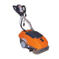 The TASKI swingo 350 E from Diversey is a small, cord-operated scrubber dryer for small and obstructed areas with a large handle, two wheels, visible power cord, labeled control panel, and front-facing brush.