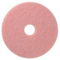 The TASKI Americo Remover Pad Kombipad for cleaning and polishing from Diversey Deutschland GmbH & Co. OHG is a round, flat, pink pad with a center hole - perfect for cleaning and polishing tasks.