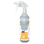 The transparent 0.75-liter plastic spray bottle from Diversey Germany is labeled for Suma Break-up and designed as a refill bottle for Divermite and Diverflow with the Sure Link™ system. It features a white-yellow label and a white spray nozzle.