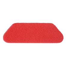 The TASKI Americo S-Pad 45 x 15 cm Red by Diversey, a cleaning and polishing pad for maintenance cleaning and spray cleaners, is rectangular with slightly rounded edges and a slanted corner against a white background.