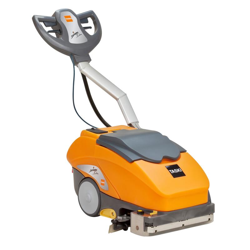 The TASKI swingo 350 B BMS Li-Ion from Diversey Deutschland GmbH & Co. OHG is an extremely compact, maneuverable, battery-powered scrubber dryer with a lithium battery, ideal for small and cluttered areas.