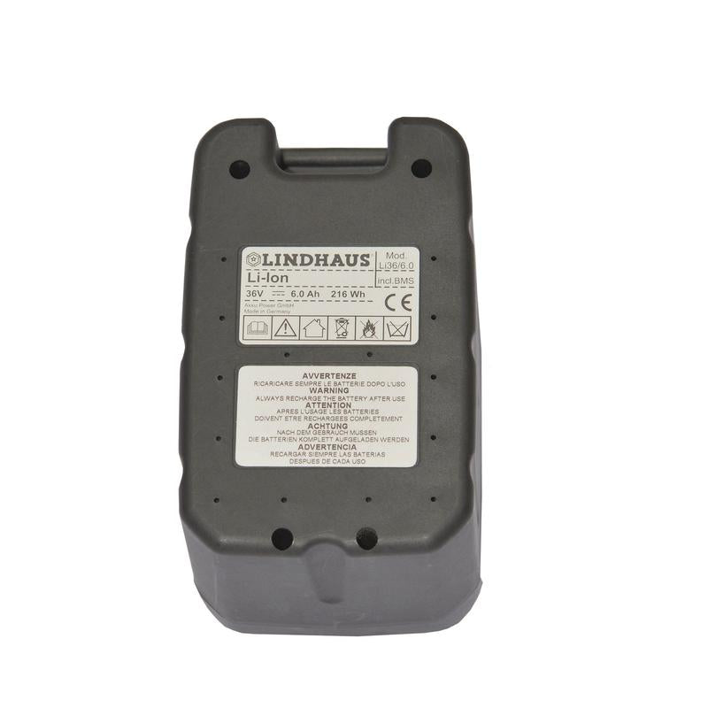 A rectangular gray TASKI Lithium Battery 36V 6Ah from Diversey Deutschland GmbH & Co. OHG, suitable for TASKI Aero BP Lithium and TASKI swingo 150 B, with technical data and certification symbols on a white background.