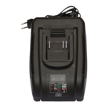 The TASKI battery charger set Euro (7524166) from Diversey Deutschland GmbH & Co. OHG, designed for lithium-ion batteries in cleaning machines, is shown from above with control lights and a two-pin plug on a white background.