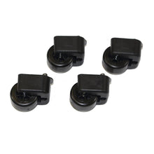 The Diversey TASKI AERO BP conversion kit vacuum cleaner roller set (1 piece) shows four black swivel castors with rectangular mounts for retrofitting or replacing castors on your TASKI Aero BP vacuum cleaner.