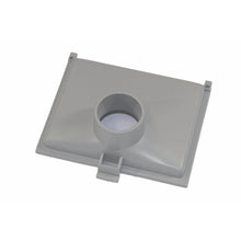A rectangular, gray blower plate made of plastic with a central, raised, round opening and corner tabs, designed for converting the TASKI Aero BP into a blower. Brand: Diversey Deutschland GmbH & Co. OHG. Package: 1 piece.