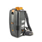 The TASKI AERO BP B Plus Li-Ion from Diversey is an ultra-light, gray-black backpack vacuum cleaner with lithium-ion technology and 3 power levels - ideal for stair cleaning. The model stands upright against a white background.