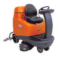 The TASKI swingo 5000 Li-Ion from Diversey is a compact, economical ride-on scrubber dryer with IntelliFlow system and 200Ah battery; a storage space for the charger is located directly on the machine.