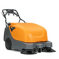 The TASKI balimat 3300 RTU from Diversey is a hand-guided sweeper with 2 roller brushes, 2 side brooms, batteries, and charger - ideal for daily cleaning of medium to large areas indoors and outdoors.