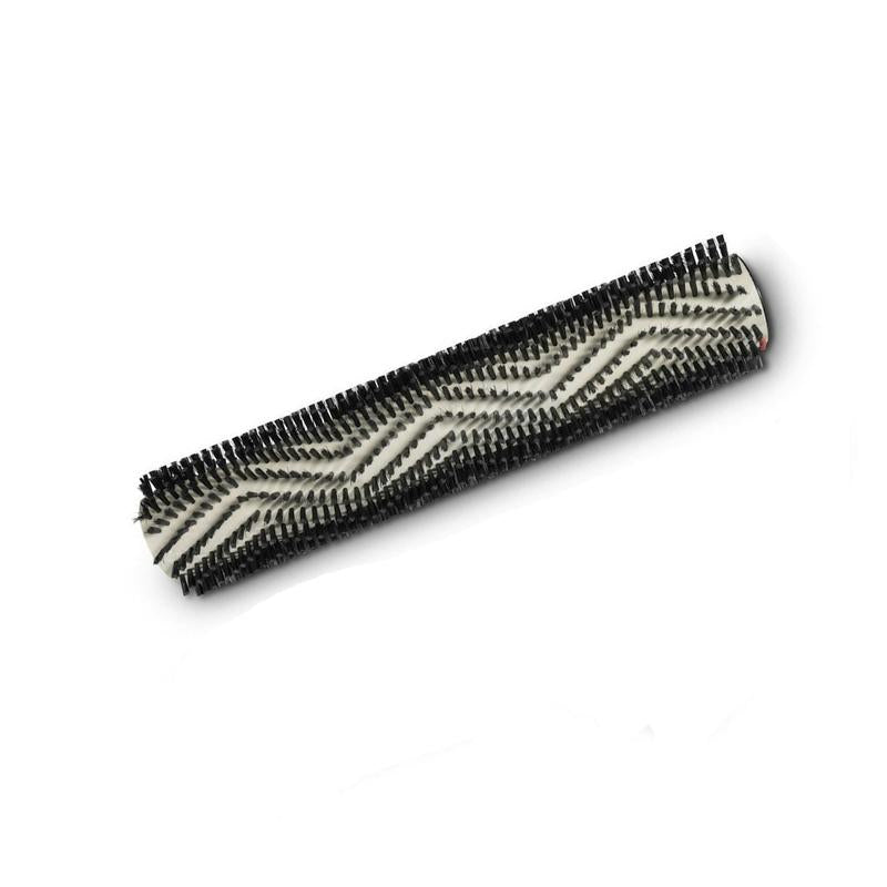The TASKI Ultimaxx roller brush, 45cm from Diversey Deutschland GmbH & Co. OHG is a replacement roller brush for the TASKI Ultimaxx RB series with black bristle rows on a white cylinder for improved cleaning performance. Package: 1 piece.