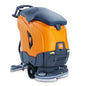 The TASKI ULTIMAXX 1900 DD65 Performance BMS 40A EBU from Diversey features an orange-grey housing, visible scrubbing brushes, wheels, and a handle. With wheel drive for efficient movement, it has a 43L tank and a 65cm double disc.