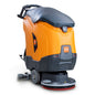 The TASKI ULTIMAXX 1900 SD50 Economy from Diversey Germany is an orange-gray scrubber-dryer with a 42L tank, 50cm single disc, handle, rear wheels, and visible Taski branding. Non-driven; ideal for efficient cleaning.