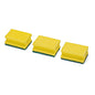 Three Nölle Profi Brush pot cleaners with scouring pad (3-pack, 9x7 cm) kitchen sponges by Nölle Profi Brush Bürsten- & Pinseltechnik e.K. are arranged in a row on a white background.