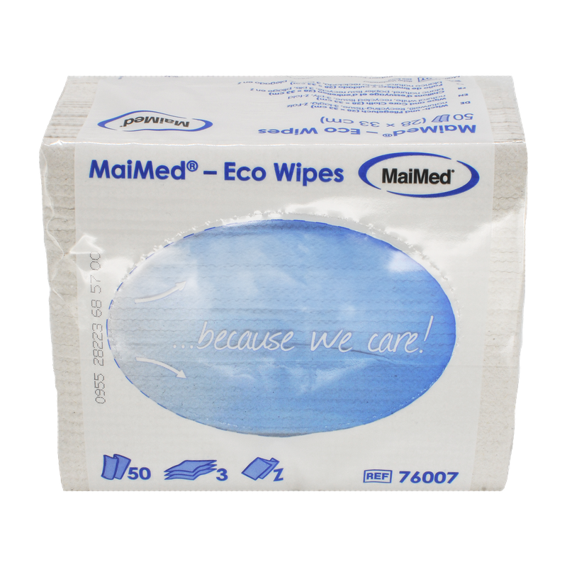MaiMed- Eco Wipes - wiping & care cloth, 28x33cm recycled tissue, natural white, 3-ply, 50 pieces/pack | Pack (50 pieces)