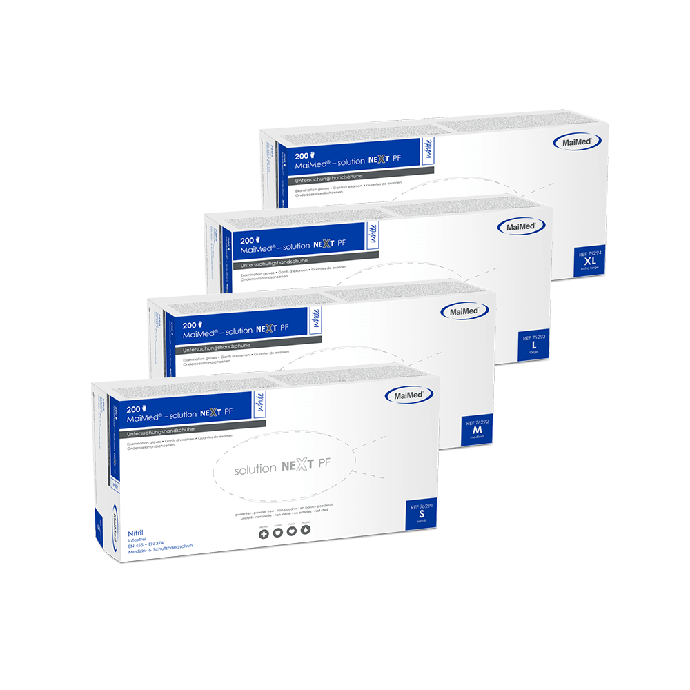 MaiMed-solution next white nitrile gloves, non-sterile, latex-free, 200 pieces/box