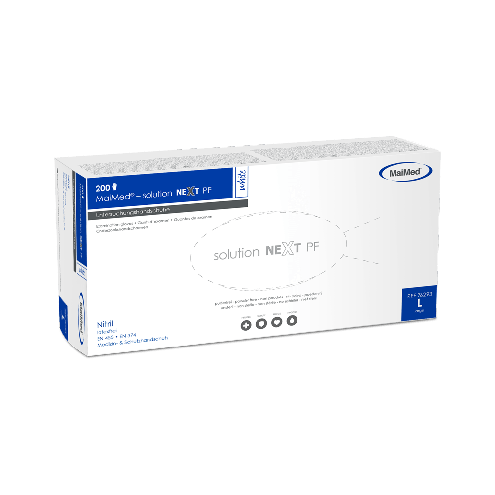 MaiMed-solution next white nitrile gloves, non-sterile, latex-free, 200 pieces/box