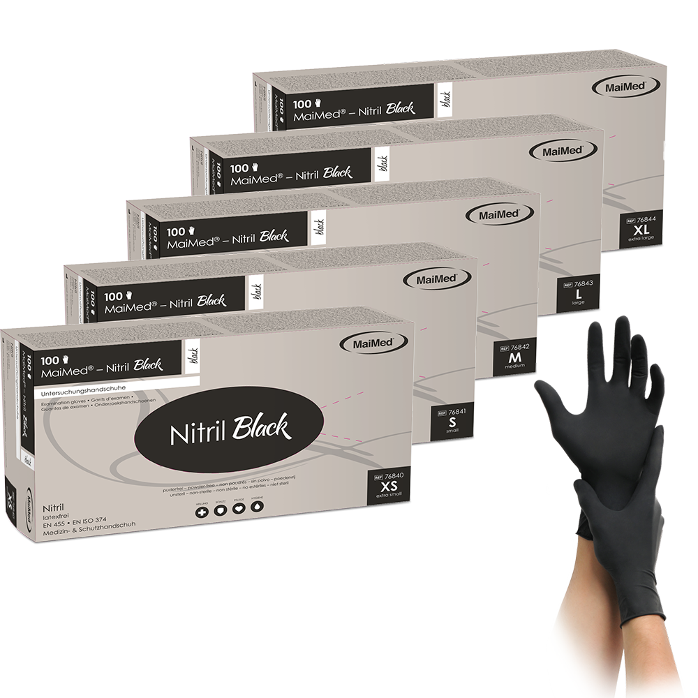 MaiMed-Nitrile Black black, non-sterile powder-free, latex-free gloves 100 pieces/box