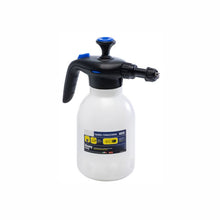 Das Arcora Arspray Tec-Two Foamer Sprühkännchen 2000 ml (Blau-Schwarz, Viton = Sauer) von Arcora International GmbH ist ein handgehaltenes Drucksprühgerät, ideal für die professionelle Reinigung oder Desinfektion, abgebildet mit Text/Ikonen auf einem weißen Behälter.