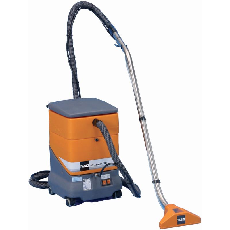 The TASKI aquamat 10.1 spray extraction machine from Diversey is ideal for the deep cleaning of small to medium-sized areas and is suitable for carpets and hard floors; delivery as a 1-piece package.