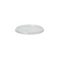 The Starpak 100 lid for packaging cups is a transparent, flat PP lid (Ø 10.1 cm · 0.8 cm) with a raised edge for round containers, shown in the oblique side view on a white background. Package contains 100 pieces.