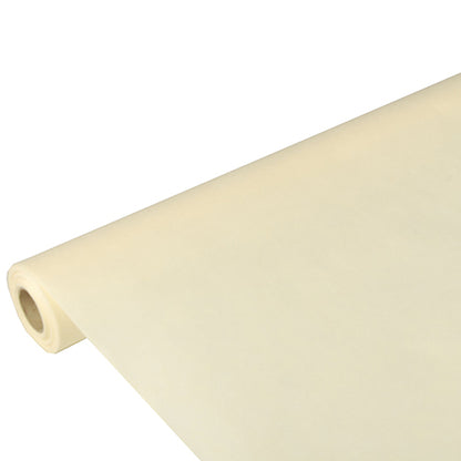 A large roll of Starpak tablecloth, fabric-like, fleece 'Soft Selection' by Starpak is partially unrolled on a white background, showing its smooth surface and cylindrical end.