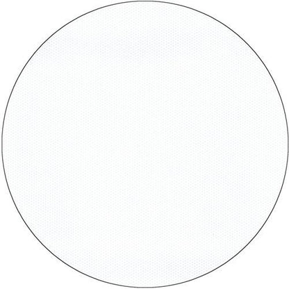 A simple white circle with a thin black outline on white, reminiscent of the subtle elegance of the fabric-like Starpak tablecloth “Soft Selection”.