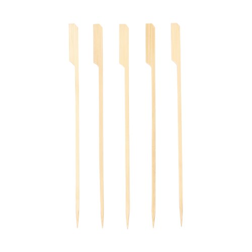 The PAPSTAR 21 cm "Golf" grill skewers from PAPSTAR GmbH are ideal for BBQs and grill parties. Each pack contains 250 skewers with a flat handle and pointed end, neatly arranged on a white background. Perfect for catering or your next event.