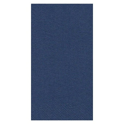 The PAPSTAR 250 napkins, 3-ply, 1/8-fold from PAPSTAR GmbH is a solid-color, navy blue, rectangular napkin with a subtle textured edge, measuring 33 x 33 cm—ideal for the food service industry, offering both style and durability. Shown on a white background.