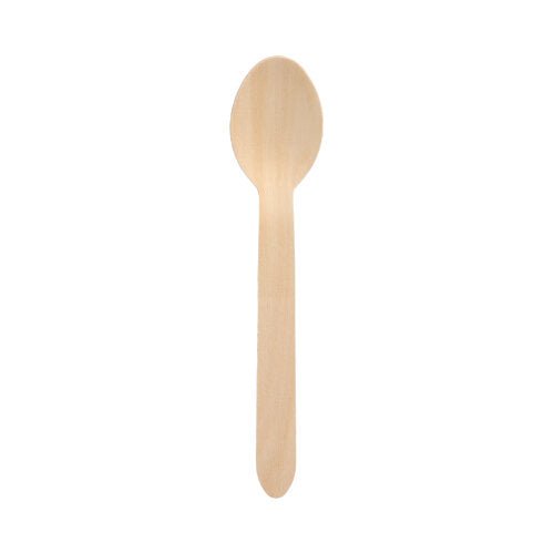 The PAPSTAR wooden spoon "pure" (15.7 cm) from PAPSTAR GmbH is depicted on a white background - its simple, robust design offers an eco-friendly alternative for environmentally conscious users; the package contains 100 pieces in a folding box.