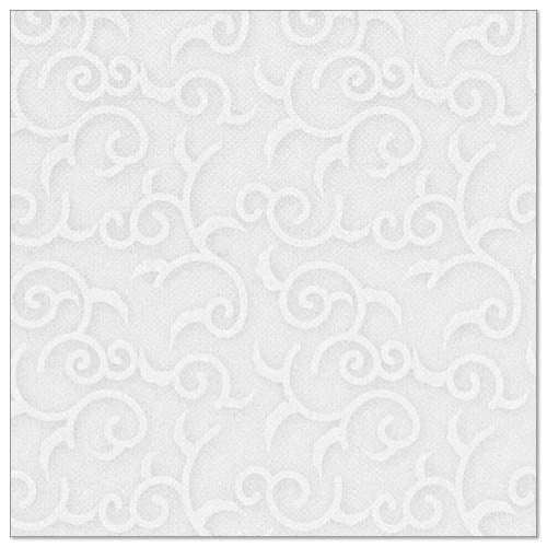 The PAPSTAR GmbH ROYAL Collection 50 white napkins (1/4-fold, 40 x 40 cm) are embellished with an embossed tendril pattern that adds structure and style - ideal for elegant tables.