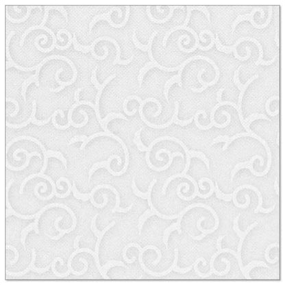 The PAPSTAR GmbH ROYAL Collection 50 white napkins (1/4-fold, 40 x 40 cm) are embellished with an embossed tendril pattern that adds structure and style - ideal for elegant tables.