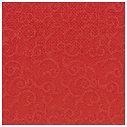 The PAPSTAR 50 napkins "ROYAL Collection" 1/4-fold, 40 x 40 cm in red, from PAPSTAR GmbH have a subtle, embossed snail pattern across the entire surface for an elegant textured look.