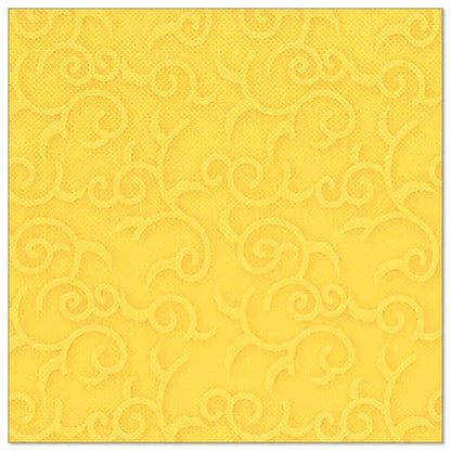 The yellow napkin PAPSTAR 50 "ROYAL Collection" napkins 1/4-fold 40 x 40 cm by PAPSTAR GmbH is fully covered with an embossed vine pattern.