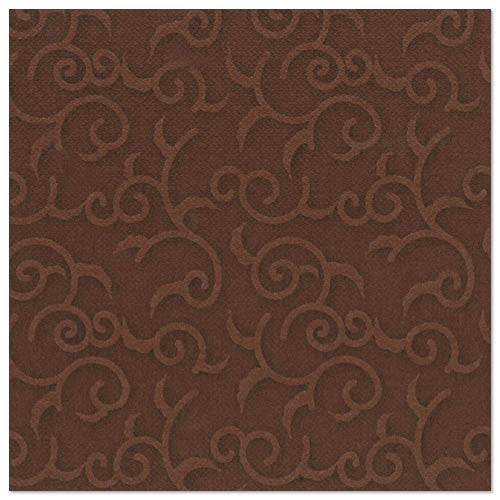 The PAPSTAR 50 napkins "ROYAL Collection" 1/4-fold 40 x 40 cm in brown by PAPSTAR GmbH are embossed with a tendril pattern, providing a textured, elegant touch - perfect for the set table.