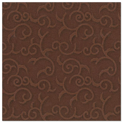 The PAPSTAR 50 napkins "ROYAL Collection" 1/4-fold 40 x 40 cm in brown by PAPSTAR GmbH are embossed with a tendril pattern, providing a textured, elegant touch - perfect for the set table.