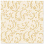 The PAPSTAR 50 napkins "ROYAL Collection" 1/4-fold 40 x 40 cm in champagne from PAPSTAR GmbH feature a classic, decorative floral and vine design in gold on a beige background, adding elegance to any set table.