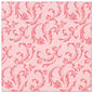 A square fabric with a light pink background and darker pink floral tendrils, reminiscent of the elegant PAPSTAR 50 napkins "ROYAL Collection" 1/4-fold 40 x 40 cm red from PAPSTAR GmbH, enhances any set table.