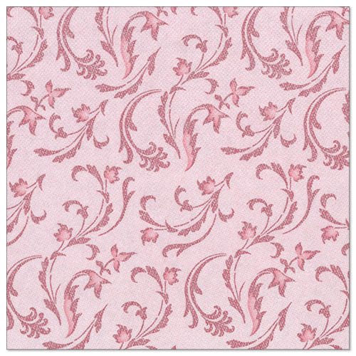 A burgundy, square napkin from the PAPSTAR ROYAL Collection with a swirling, floral vine and leaf pattern, 40 x 40 cm, 1/4-fold.