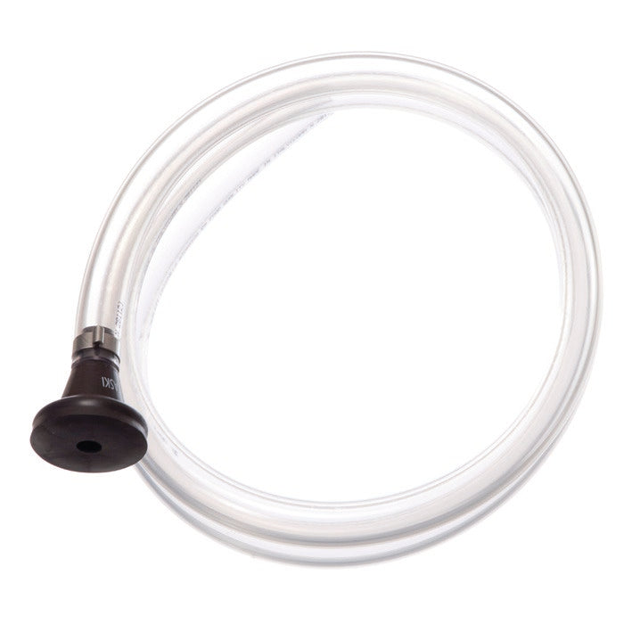 The universal filling hose from Diversey Deutschland GmbH & Co. OHG, ideal for easily filling the fresh water tank on the swingo 1255 E, is a transparent, flexible hose with a black suction cup at one end, depicted on a white background. Packaging: 1 piece.