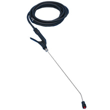 The Diversey Deutschland GmbH spray lance with hose for TASKI aquamat (1 piece) features a coiled black hose and a spray lance with nozzle, perfect for cleaning tasks; depicted on a plain white background.