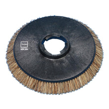 A round, black polishing brush (Ø 43 cm) with brown bristles and a central mounting hole, for TASKI ergodisc 165/200/duo parquet floors. Label: "TASKI original 8504.490". Brand: Diversey Deutschland GmbH & Co. OHG.