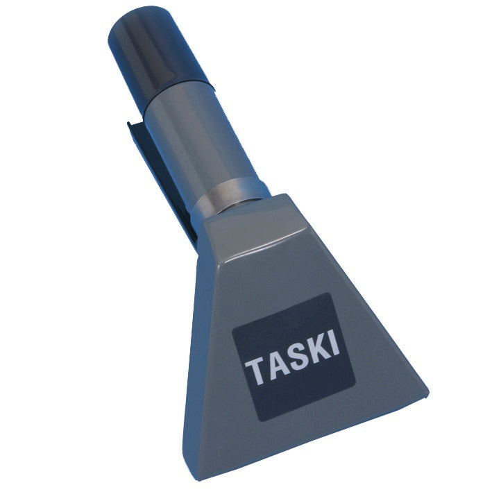 The hand nozzle for TASKI aquamat from Diversey Deutschland GmbH & Co. OHG is a gray carpet cleaning nozzle with a wide, flat opening and cylindrical connection - ideal for efficient cleaning (Package: 1 piece).