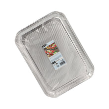The Starpak 5 serving platters, aluminum rectangular 35 cm x 26 cm, are rectangular disposable aluminum trays, hygienically packaged in shrink wrap with a centered food image label, perfect for professional catering. (5 pieces).