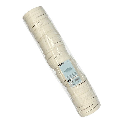 A transparent plastic packaging with 50 round, white "To Go" lids made of cardboard from Starpak – ideal as eco-friendly packaging for your next To Go solution.